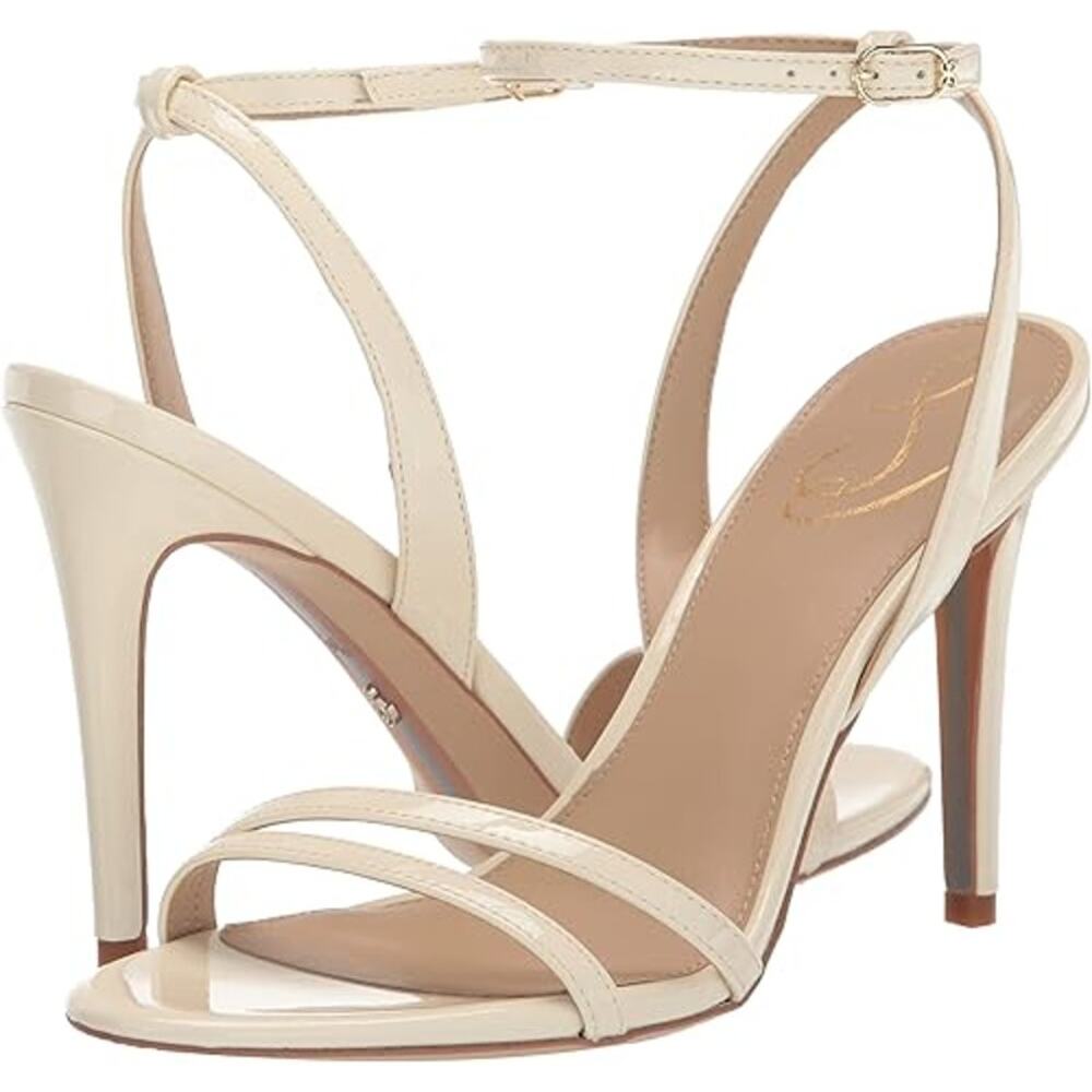 NEW Sam Edelman Gemmie Leather Ankle Strap Stiletto Pump Sandals White Women 7.5